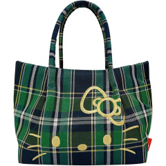 Japan Sanrio Rootote Deli Tote Bag - Hello Kitty : Tartan Green