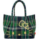 Japan Sanrio Rootote Deli Tote Bag - Hello Kitty : Tartan Green