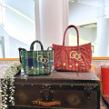 Japan Sanrio Rootote Deli Tote Bag - Hello Kitty : Tartan Red - 6