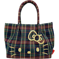 Japan Sanrio Rootote Deli Tote Bag - Hello Kitty : Tartan Navy
