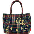 Japan Sanrio Rootote Deli Tote Bag - Hello Kitty : Tartan Navy - 1