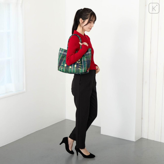 Japan Sanrio Rootote Deli Tote Bag - Hello Kitty : Tartan Navy - 2