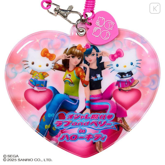 Japan Sanrio Original Pass Case Card Holder & Coil Spring Strap - Hello Kitty & Hello Mimmy : Oshare Majo Love and Berry Heart - 3