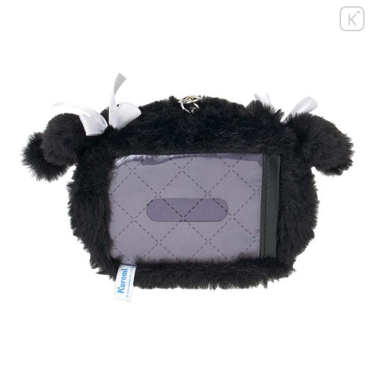 Japan Sanrio Face Pass Case with Reel - Kuromi : Moonlit Midnight - 2