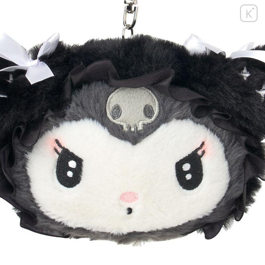 Japan Sanrio Face Pass Case with Reel - Kuromi : Moonlit Midnight - 4