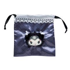 Japan Sanrio Mascot Drawstring Pouch - Kuromi : Moonlit Midnight Satin