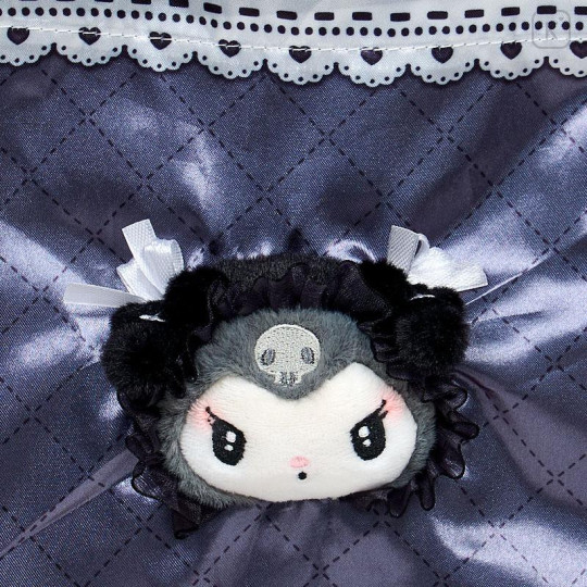 Japan Sanrio Mascot Drawstring Pouch - Kuromi : Moonlit Midnight Satin - 2