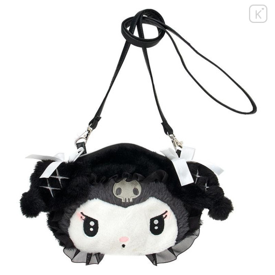 Japan Sanrio Plush Pochette Crossbody Shoulder Bag - Kuromi : Moonlit Midnight - 1