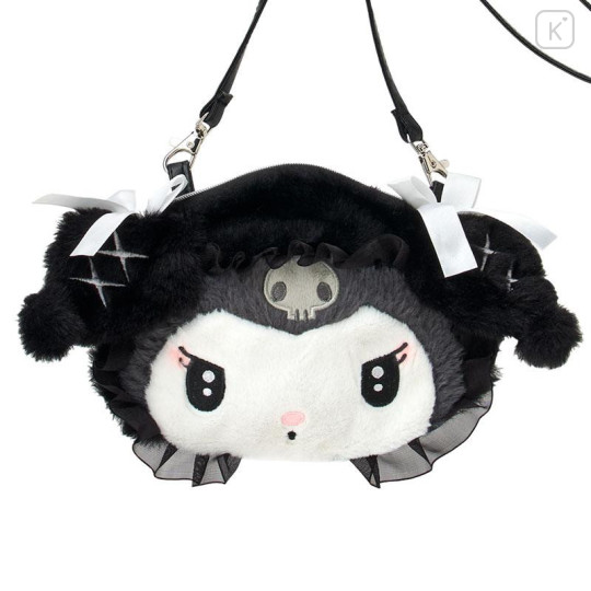 Japan Sanrio Plush Pochette Crossbody Shoulder Bag - Kuromi : Moonlit Midnight - 2
