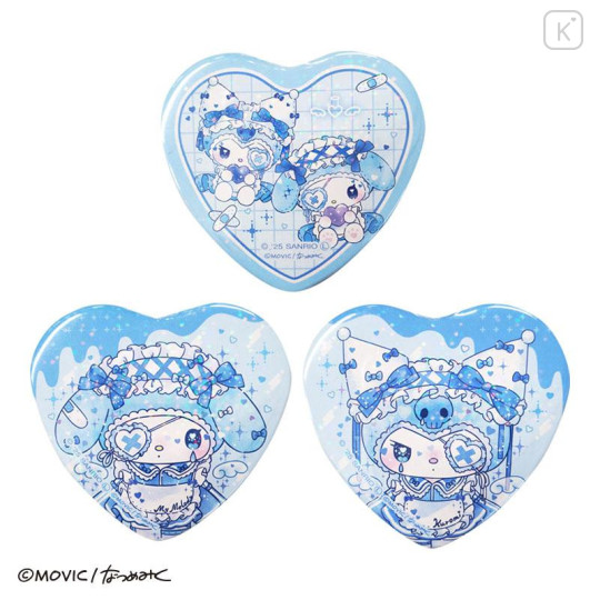 Japan Sanrio Heart Badge Set - Kuromi & My Melody : Dolly Mix - 2