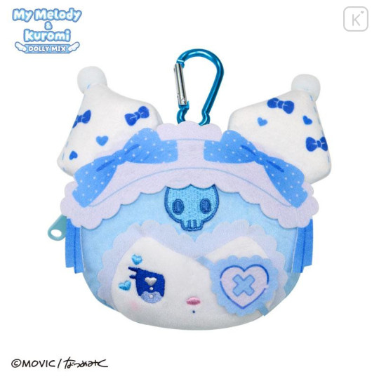 Japan Sanrio Face-shaped Pouch with Carabiner - Kuromi : Dolly Mix - 1