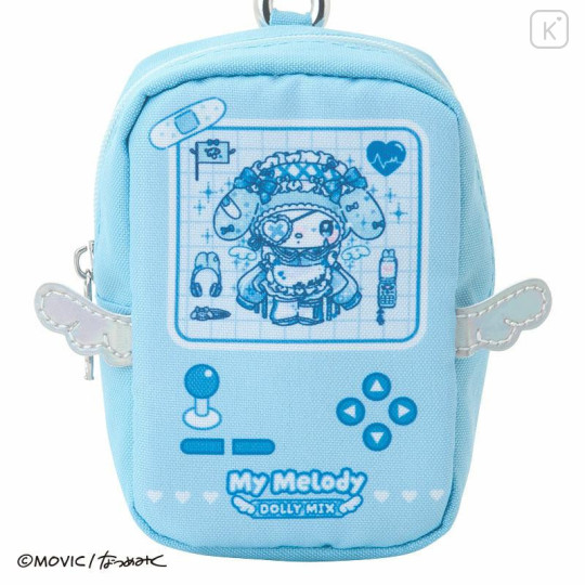 Japan Sanrio Mini Accessory Pouch with Carabiner - My Melody : Dolly Mix Game Console Style - 4