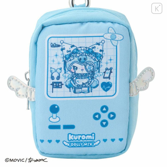 Japan Sanrio Mini Accessory Pouch with Carabiner - Kuromi : Dolly Mix Game Console Style - 4