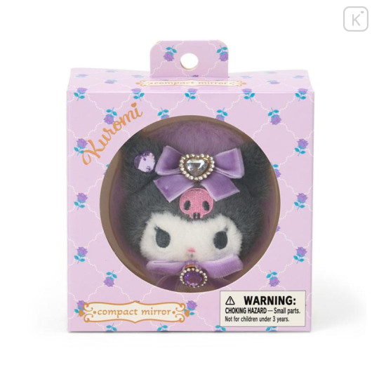 Japan Sanrio Original 2-sided Compact Mirror - Kuromi : Mascot Stone Ribbon - 1