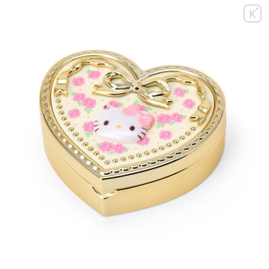 Japan Sanrio Original Mirror Accessory Case - Hello Kitty : Heart Shape Rose - 3