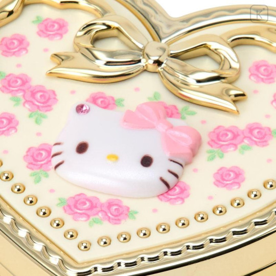 Japan Sanrio Original Mirror Accessory Case - Hello Kitty : Heart Shape Rose - 6