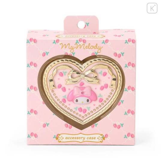 Japan Sanrio Original Mirror Accessory Case - My Melody : Heart Shape Rose - 1