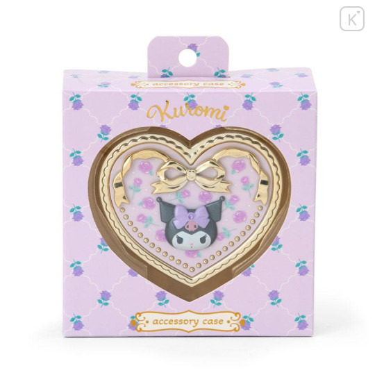 Japan Sanrio Original Mirror Accessory Case - Kuromi : Heart Shape Rose - 1
