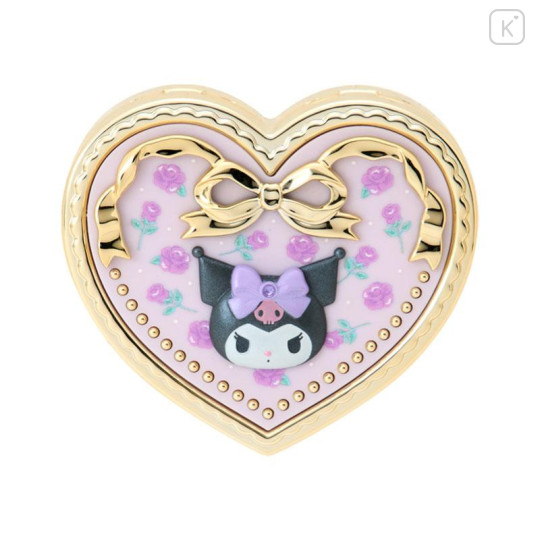 Japan Sanrio Original Mirror Accessory Case - Kuromi : Heart Shape Rose - 2