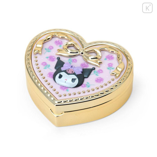 Japan Sanrio Original Mirror Accessory Case - Kuromi : Heart Shape Rose - 3