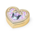 Japan Sanrio Original Mirror Accessory Case - Kuromi : Heart Shape Rose - 3
