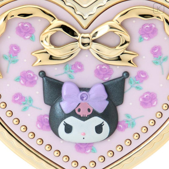 Japan Sanrio Original Mirror Accessory Case - Kuromi : Heart Shape Rose - 5