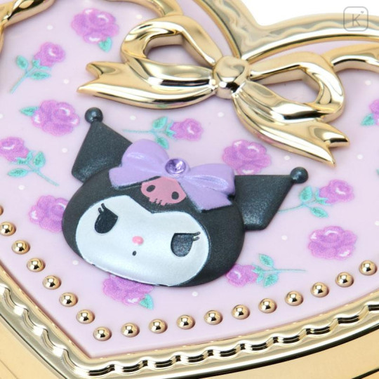 Japan Sanrio Original Mirror Accessory Case - Kuromi : Heart Shape Rose - 6