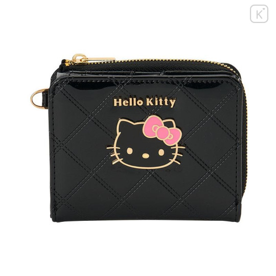 Japan Sanrio Original Bifold Wallet - Hello Kitty : Black Gold - 1