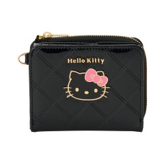 Japan Sanrio Original Bifold Wallet - Hello Kitty : Black Gold