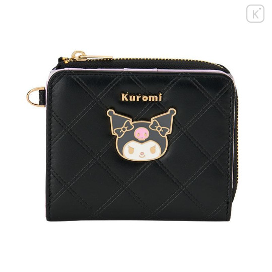 Japan Sanrio Original Bifold Wallet - Kuromi : Black Gold - 1