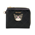 Japan Sanrio Original Bifold Wallet - Kuromi : Black Gold - 1
