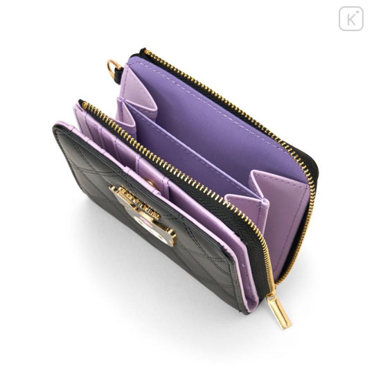 Japan Sanrio Original Bifold Wallet - Kuromi : Black Gold - 3