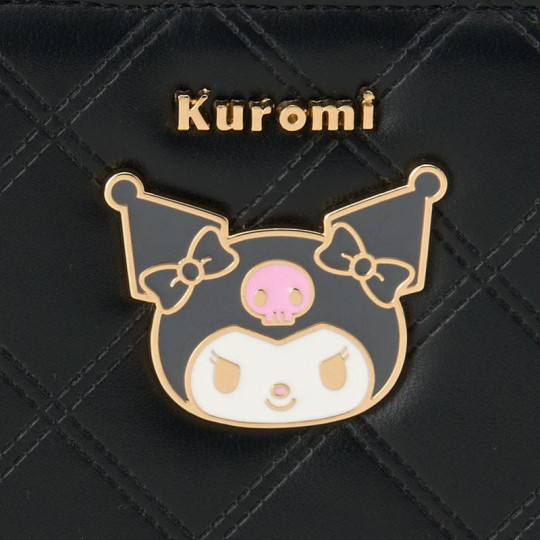 Japan Sanrio Original Bifold Wallet - Kuromi : Black Gold - 5