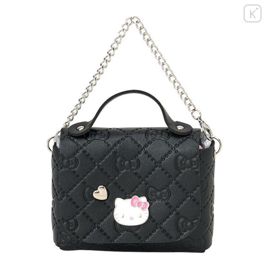 Japan Sanrio Original Eco Shopping Bag & Handbag Pouch - Hello Kitty : Black Pink - 2