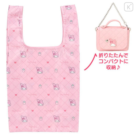 Japan Sanrio Original Eco Shopping Bag & Handbag Pouch - My Melody : Pink - 1