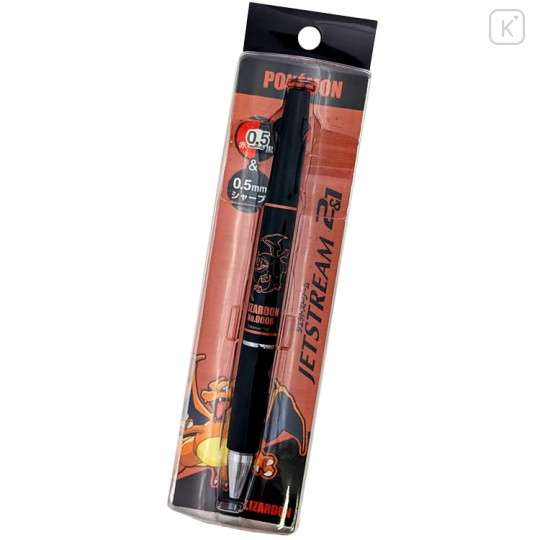 Japan Pokemon Jetstream 2&1 Multi Ballpoint Pen + Mechanical Pencil - Pocket Monster : Charizard Metallic Red Black - 1