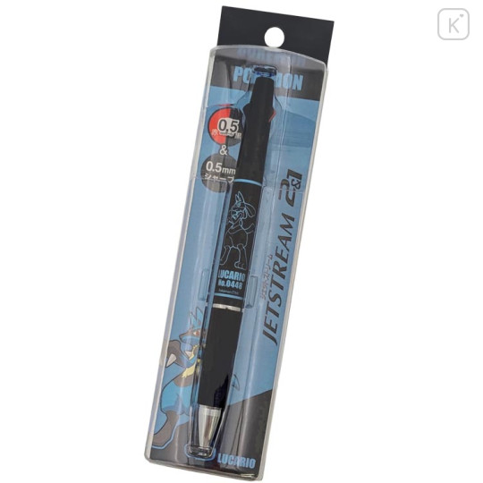 Japan Pokemon Jetstream 2&1 Multi Ballpoint Pen + Mechanical Pencil - Lucario : Metallic Blue Black - 1
