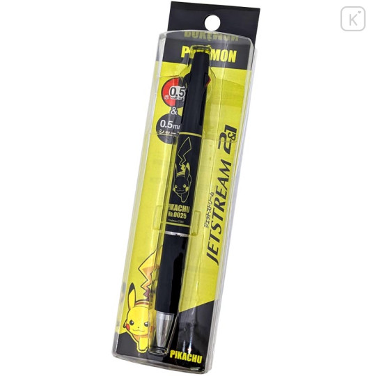 Japan Pokemon Jetstream 2&1 Multi Ballpoint Pen + Mechanical Pencil - Pikachu : Metallic Yellow Black - 1
