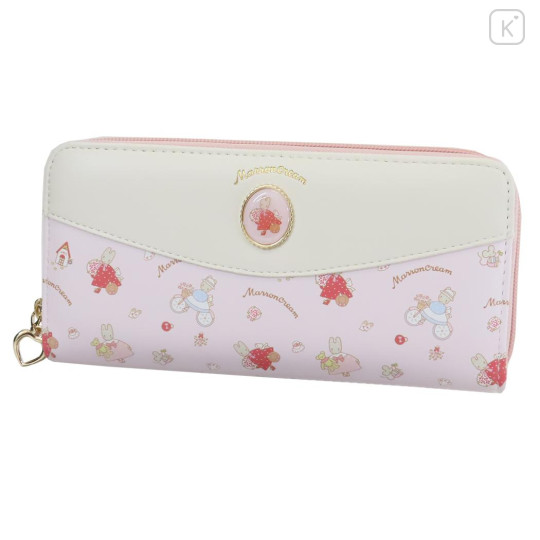 Japan Sanrio Round Zipper Long Wallet - Marron Cream : Pink - 1