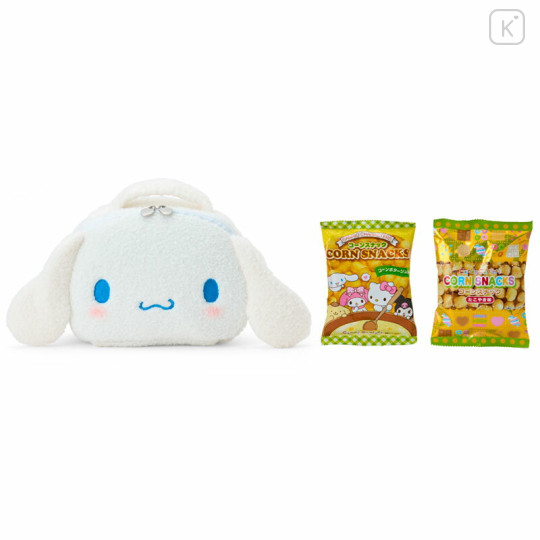 Japan Sanrio Original Face-Shaped Vanity Pouch with Snack - Cinnamoroll - 2