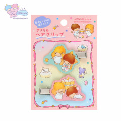 Japan Sanrio Acrylic Hair Clip Set - Little Twin Stars : 50th Anniversary Aurora Retro
