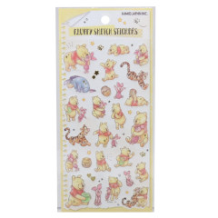Japan Disney Soft Cloth Sticker - Winnie the Pooh : Fluffy Sketch