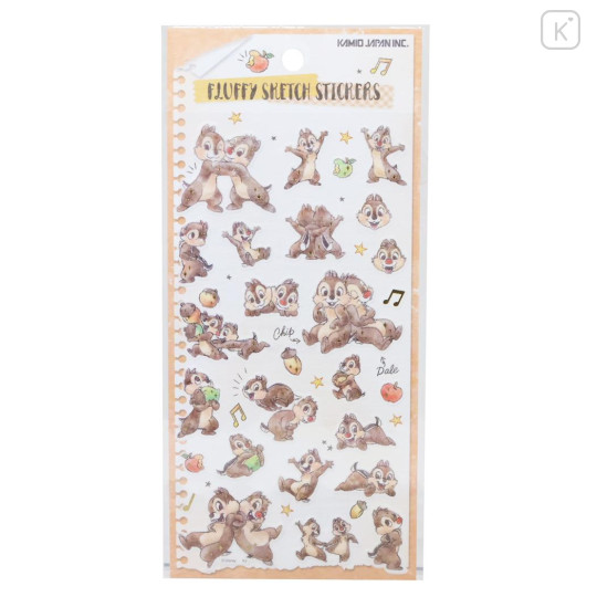 Japan Disney Soft Cloth Sticker - Chip & Dale : Fluffy Sketch - 1