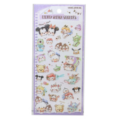 Japan Disney Soft Cloth Sticker - Mickey & Friends & Tsum Tsum : Fluffy Sketch