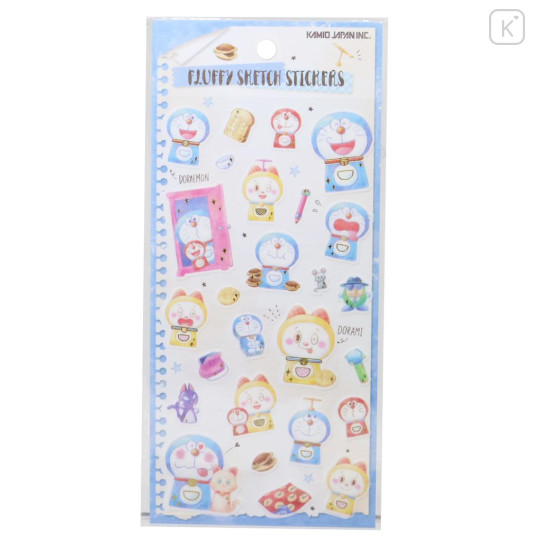 Japan Doraemon Soft Cloth Sticker - Doraemon : Fluffy Sketch - 1