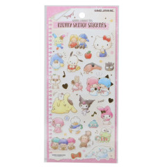 Japan Sanrio Soft Cloth Sticker - Fluffy Sketch Characters Pink