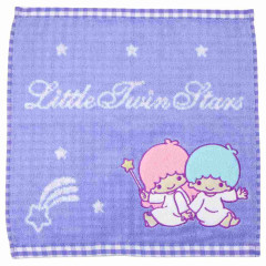 Japan Sanrio Mini Towel Jacquard Handkerchief - Little Twin Stars : Gingham Purple