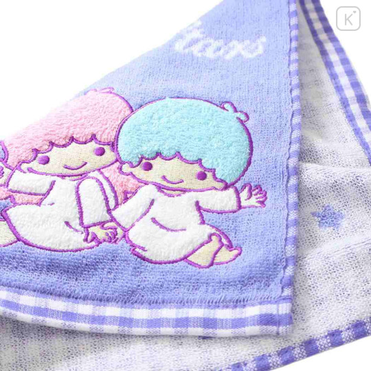 Japan Sanrio Mini Towel Jacquard Handkerchief - Little Twin Stars : Gingham Purple - 2