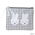 Japan Miffy Flat Mini Pouch - Miffy : Chidori & Monotone Houndstooth - 1