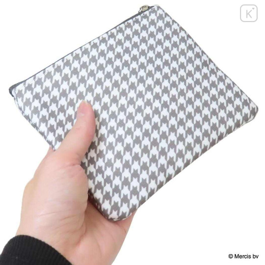 Japan Miffy Flat Mini Pouch - Miffy : Chidori & Monotone Houndstooth - 2